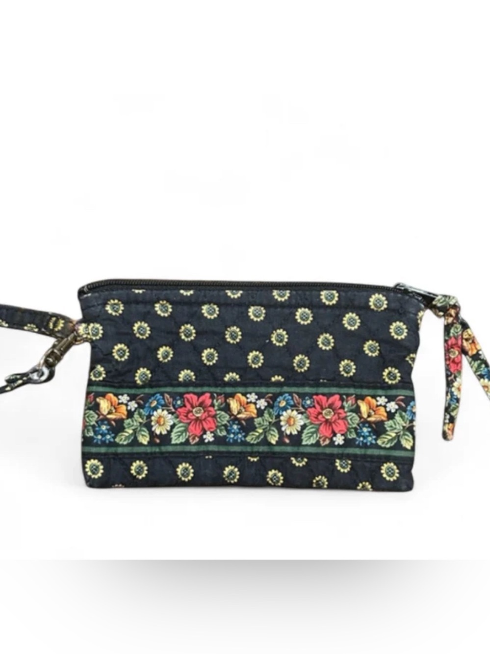 Early 2000s Vera Bradley zipper wristlet pouch Vibrant Black retired pattern